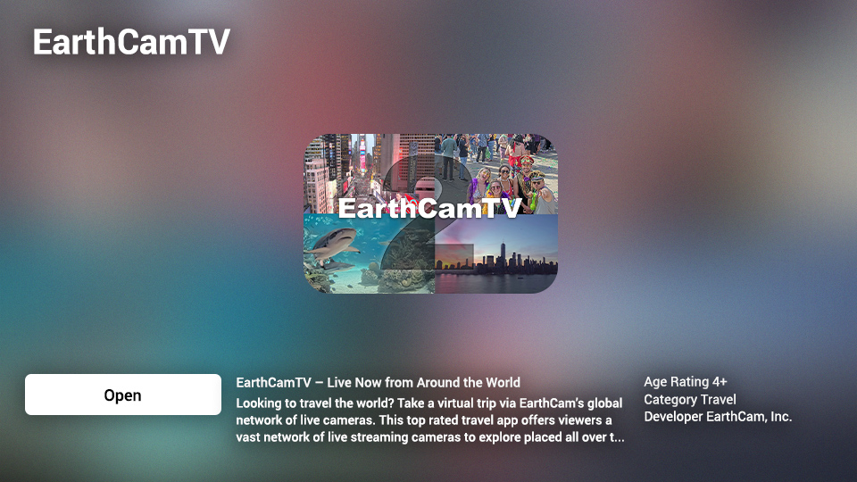 Picture of ECTV2 app page in fireTV store